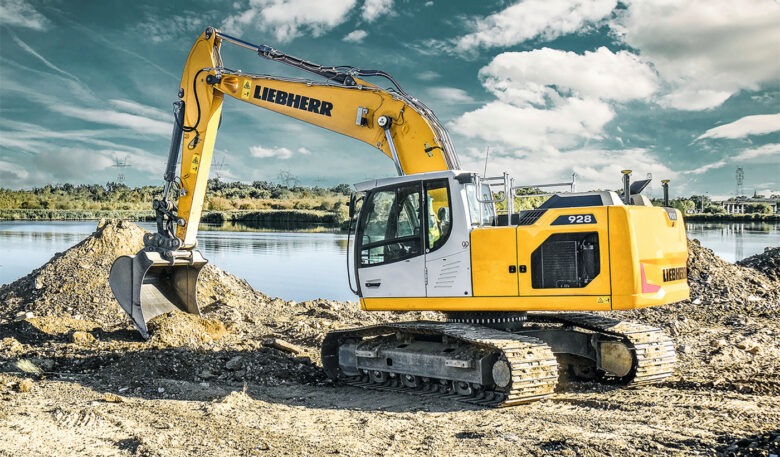 Liebherr-Raupenbagger mit halbautomatischer Leica-Maschinensteuerung